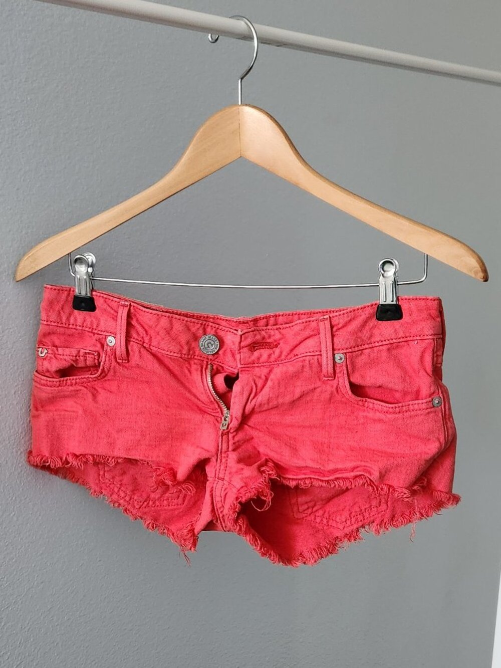 True Religion - Coral Pink Jean Shorts - Size 25